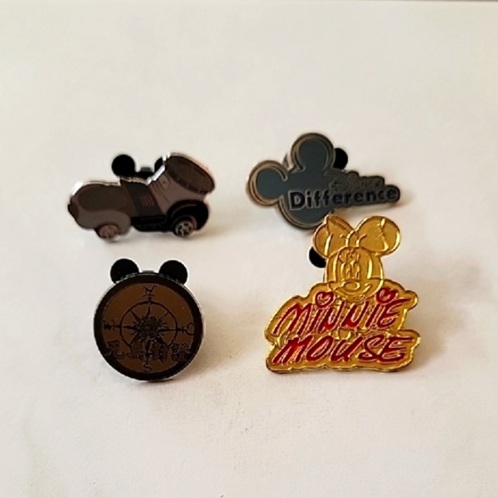Minnie Mouse and Mickey Mouse Ear Pin Set With Rare Unfinished Pin